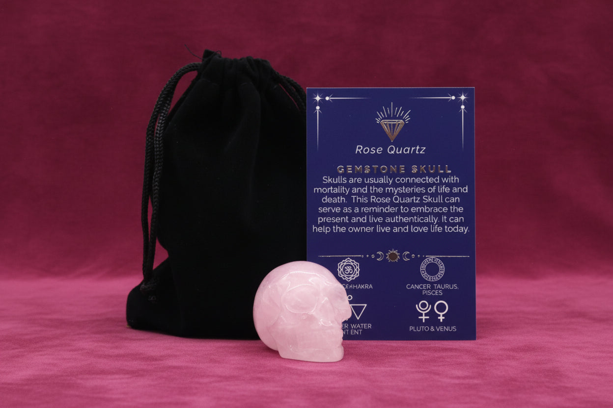 Gemstone Small Skull - Rose Quartz