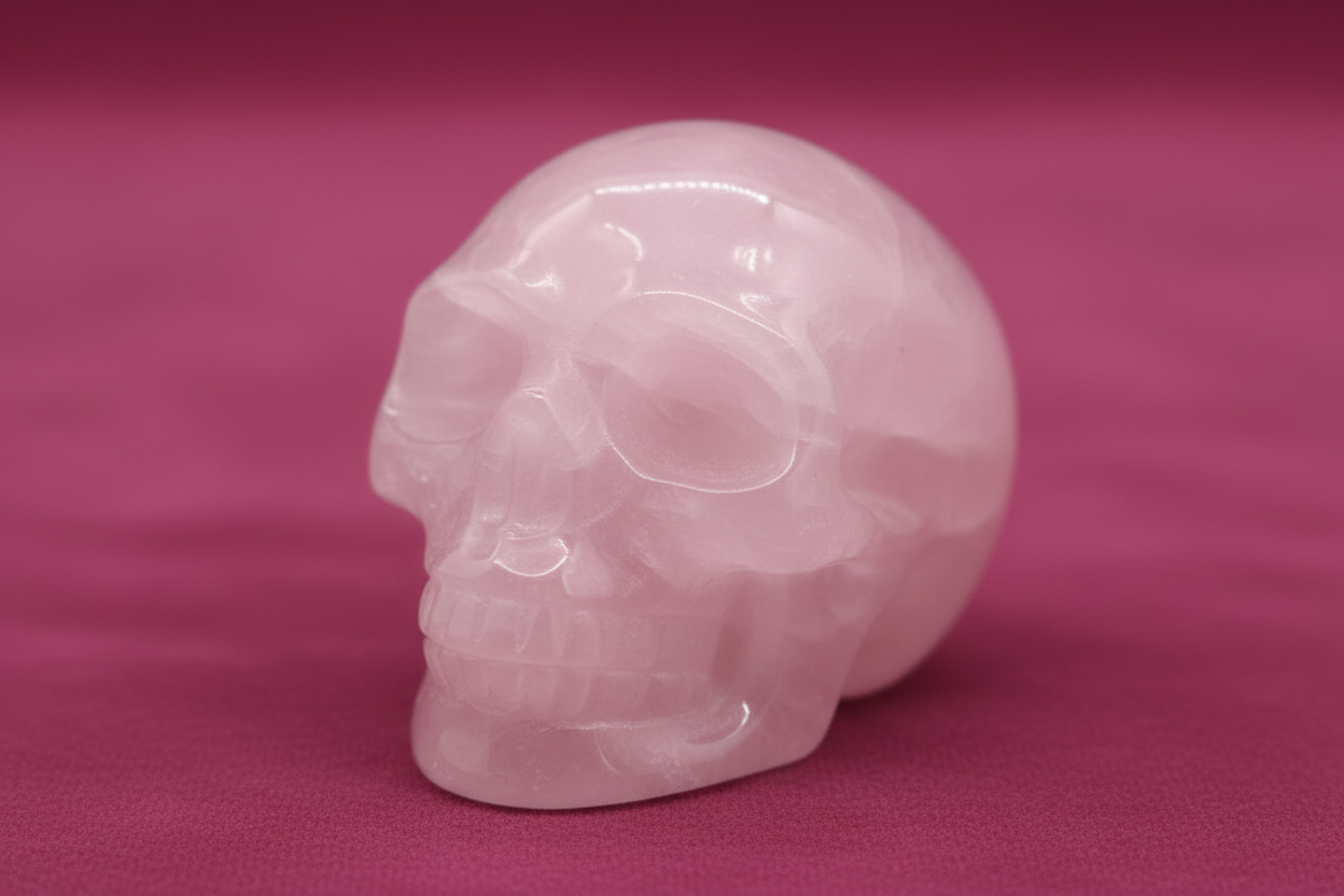 Gemstone Small Skull - Rose Quartz