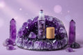 Gemstone Essential Oil Roller Bottle - Amethyst  - Wooden Cap