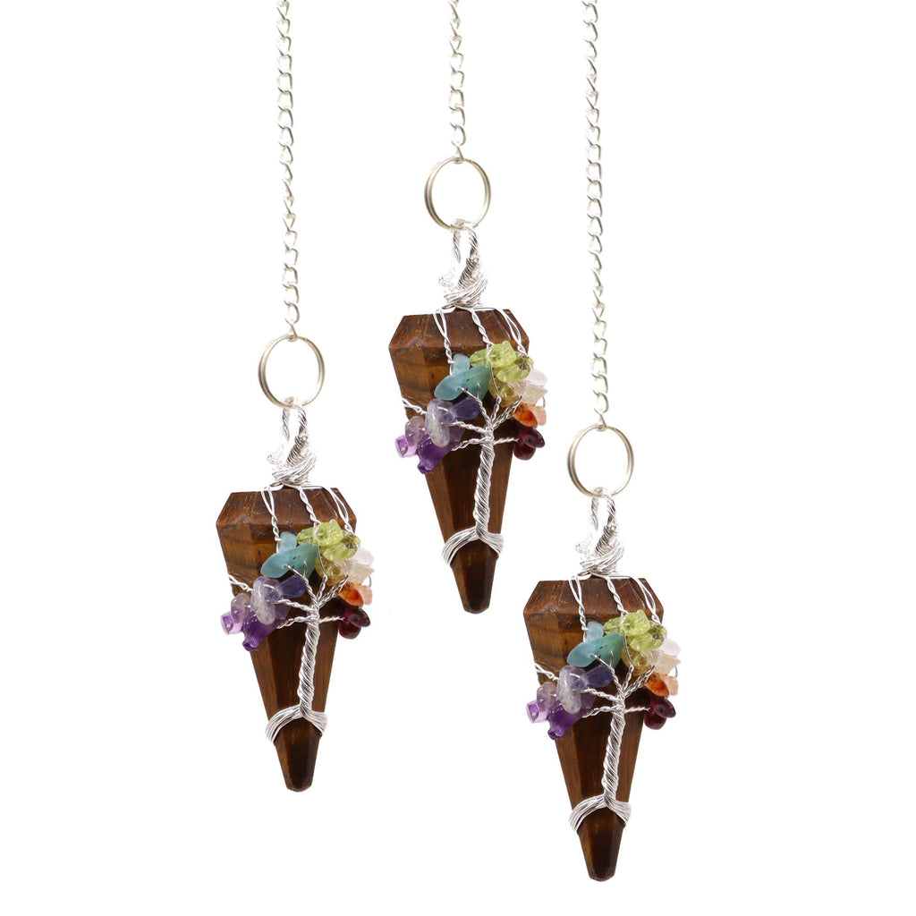 7 Chakra Tigers Eye Pendulum