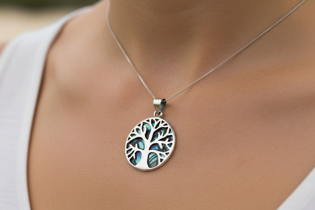 Abalone & Silver Pendant - Tree of Life