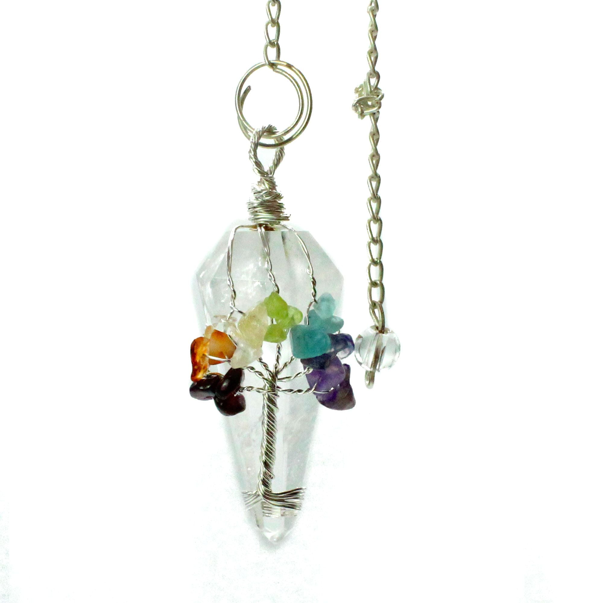 7 Chakra Clear Quartz Pendulum