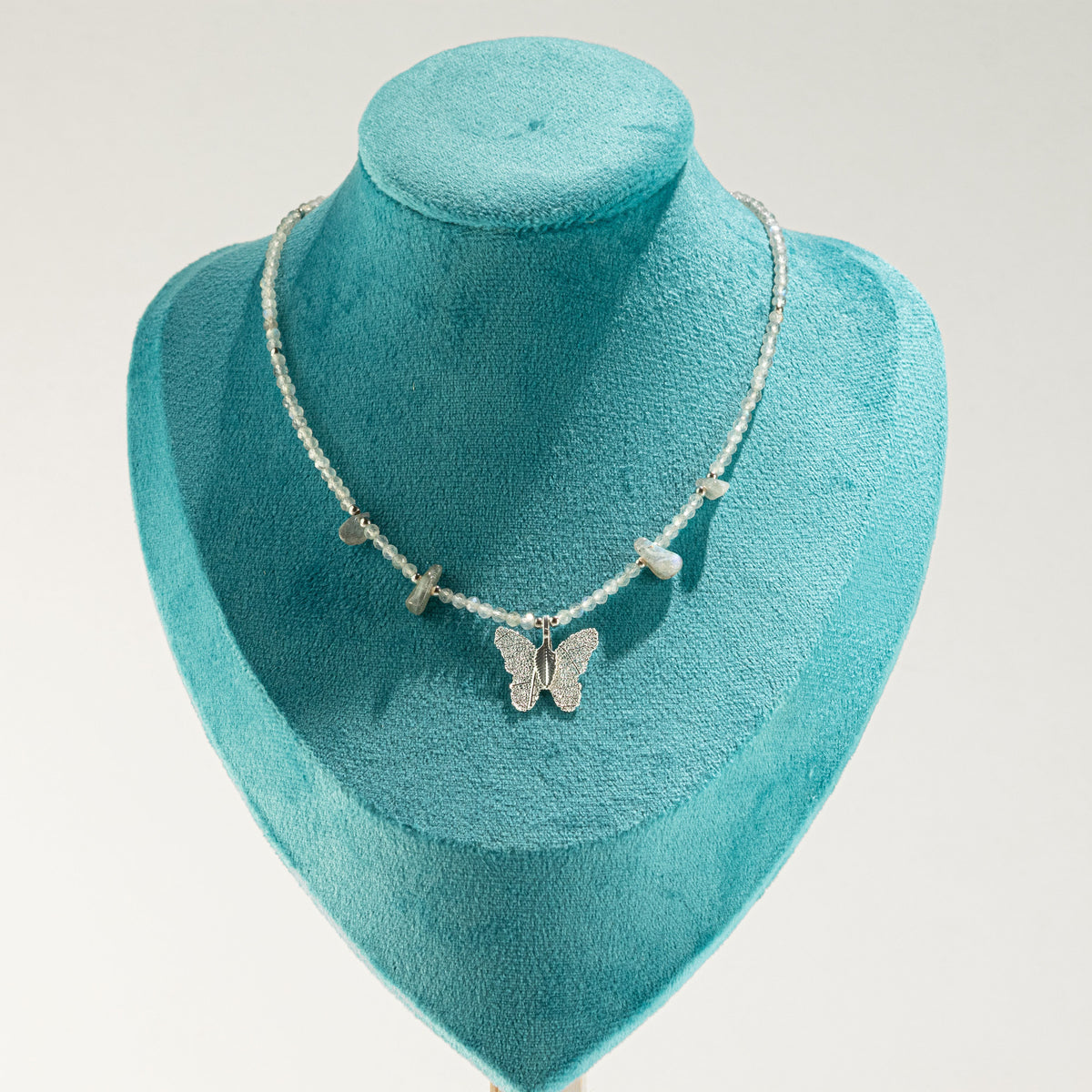 Real Leaf Butterfly Pendant - Labradorite Necklace
