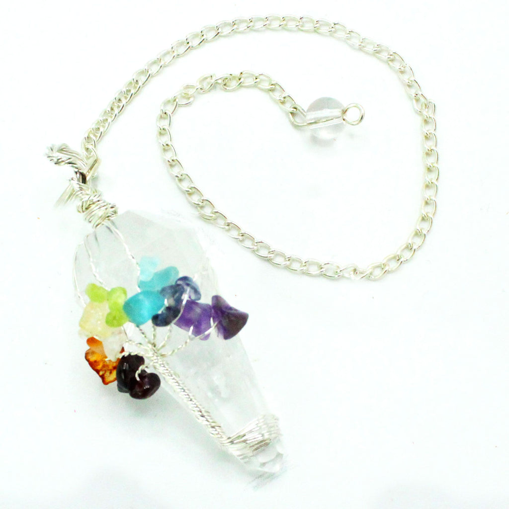 7 Chakra Clear Quartz Pendulum