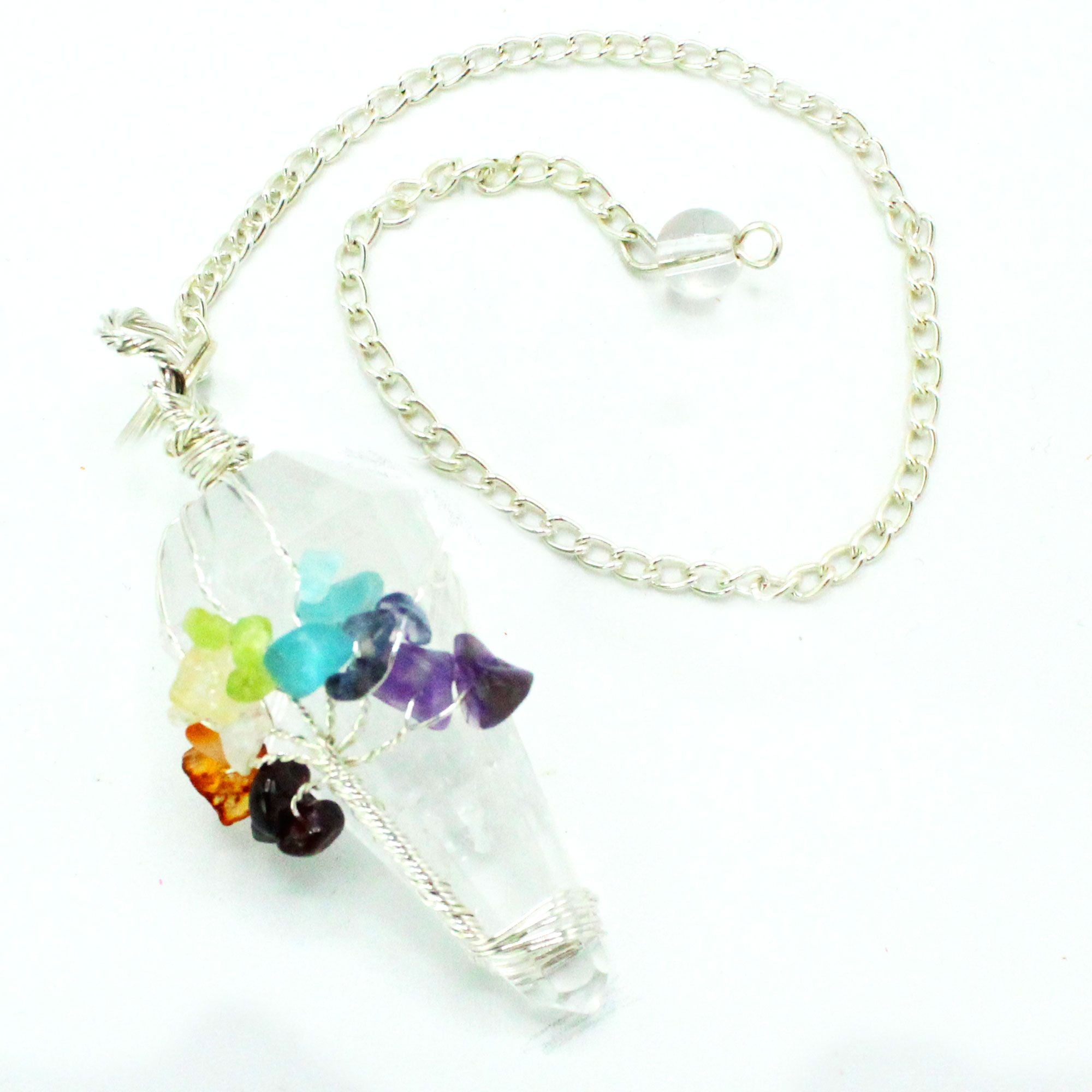 7 Chakra Clear Quartz Pendulum