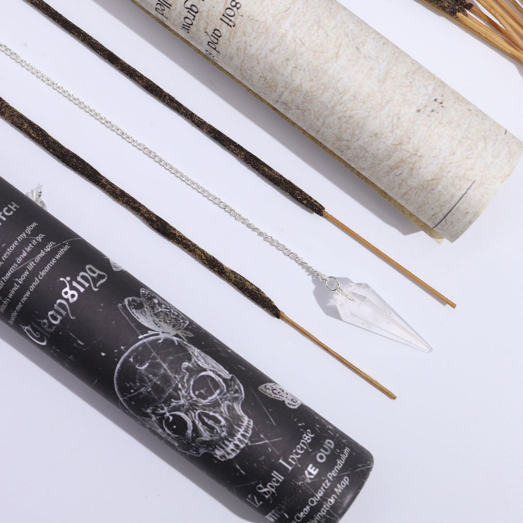 Ancient Witch Spell Incense - Cleansing - Clear Quartz Pendulum
