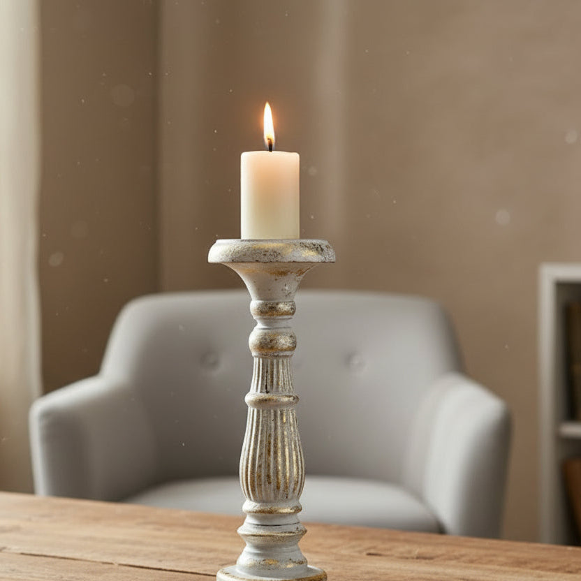 Candle Stand - White Gold - Small