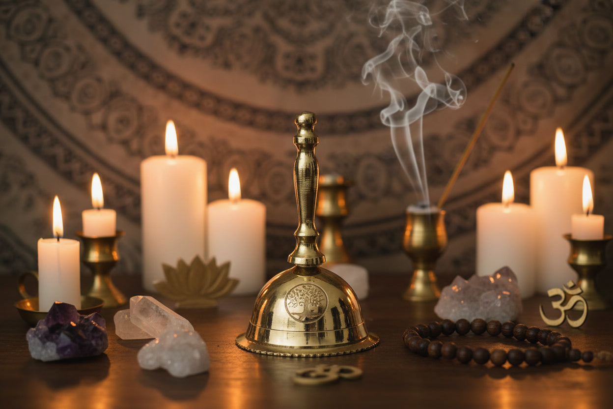 Small Altar Brass Bell - Tree of Life