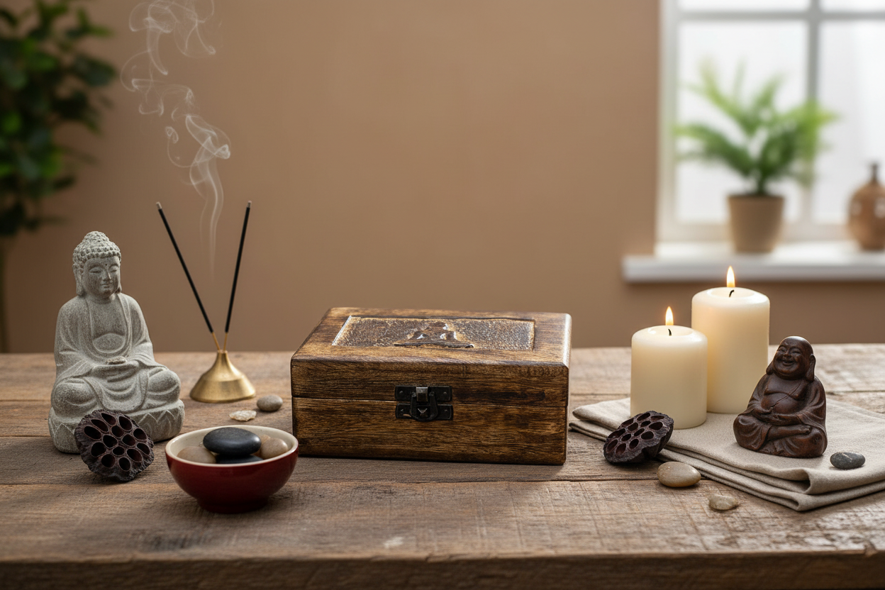 Medium Wooden Keepsake Box - Buddha