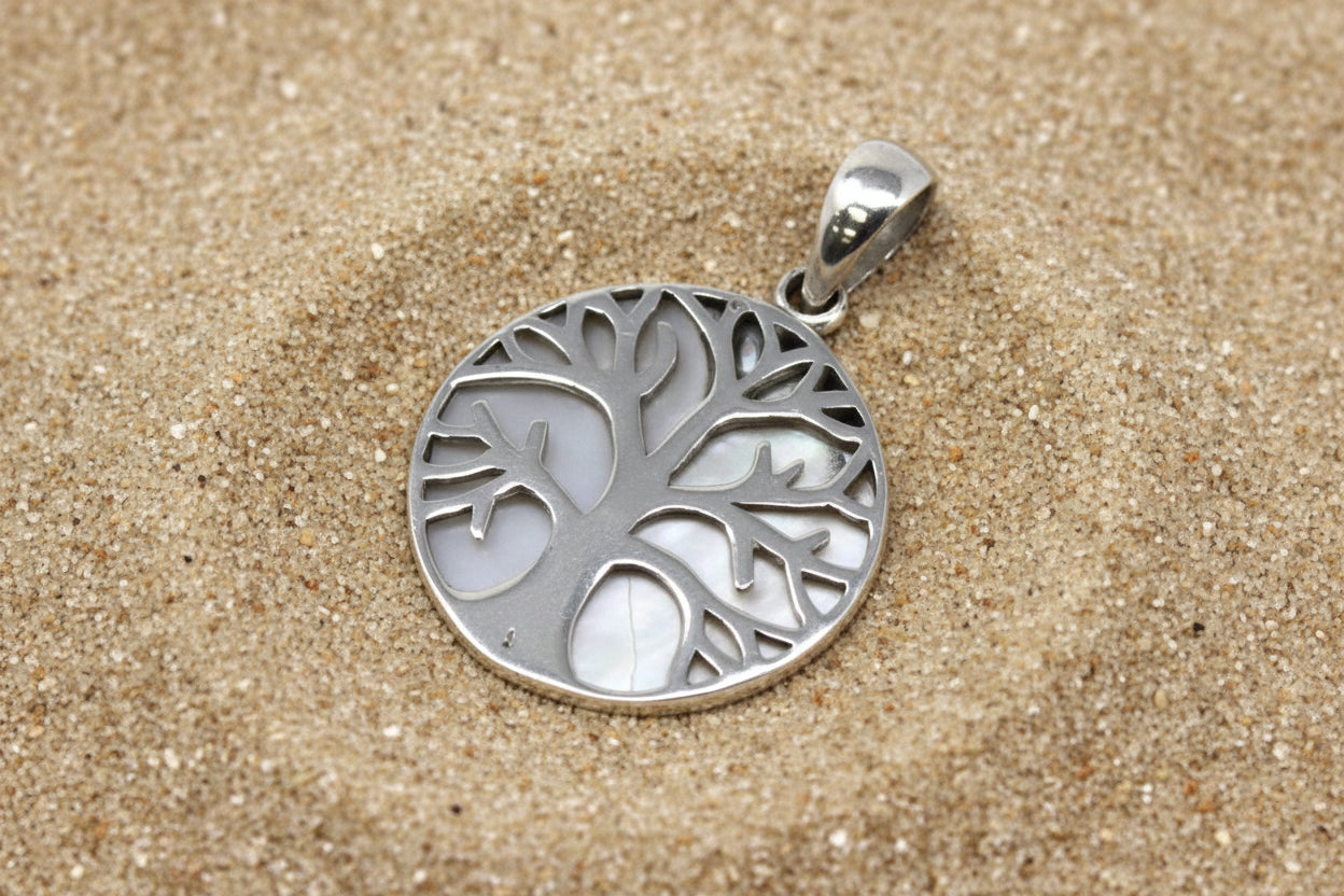 Mother of Pearl & Silver Pendant - Tree of Life