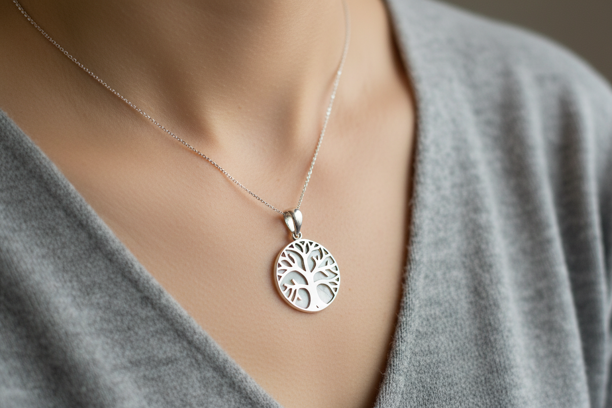 Mother of Pearl & Silver Pendant - Tree of Life
